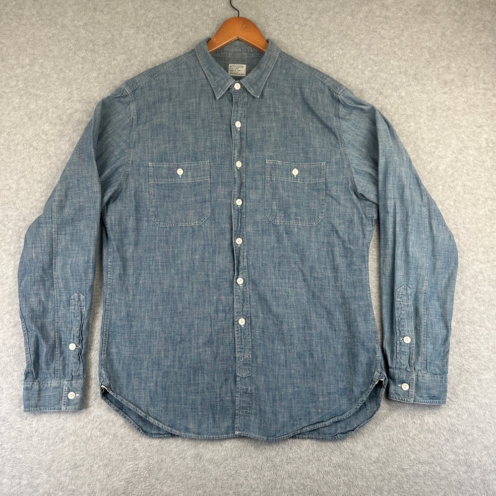 J.Crew Authentic Workwear Chambray Shirt Mens Large Blue 100% Cotton